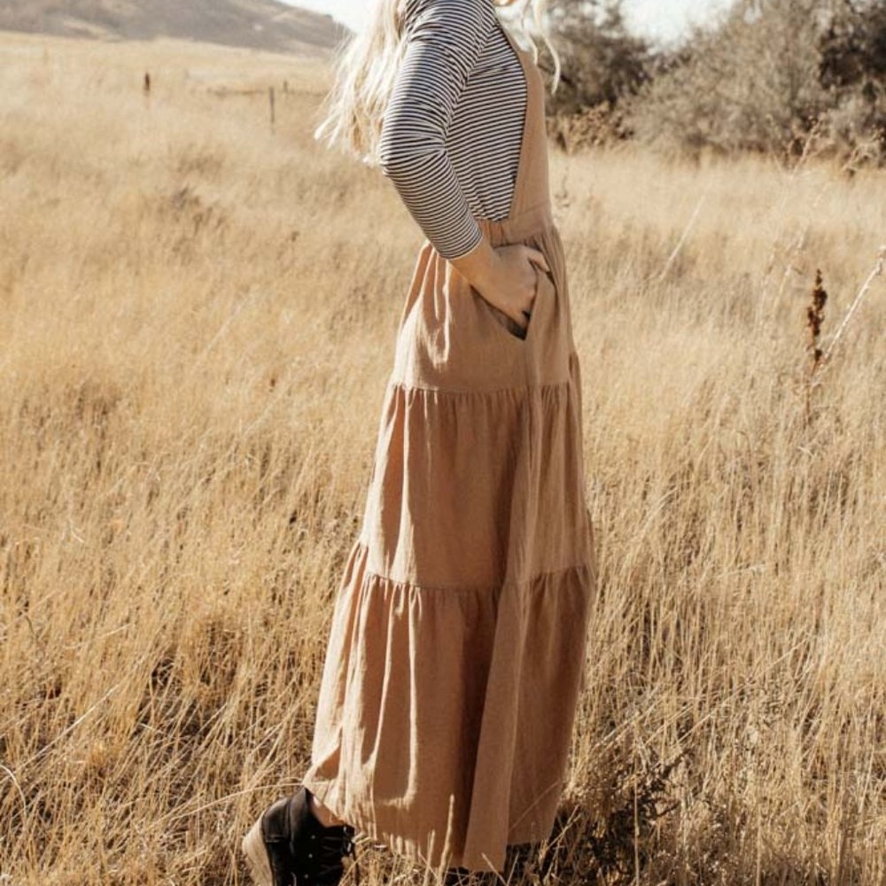 Bib Front Pleated Prairie Dress NWT